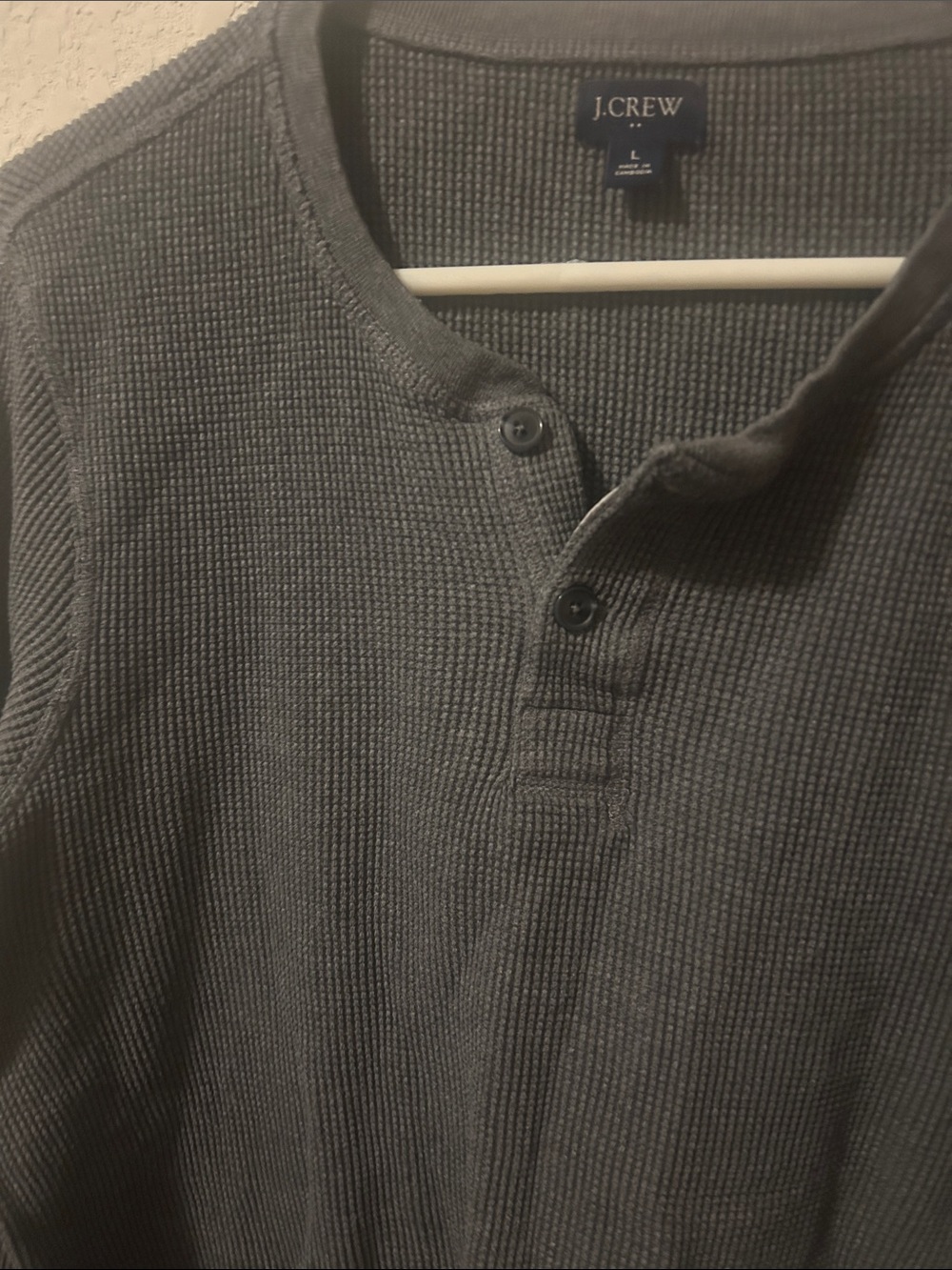 J. Crew Men's Gray Thermal Henley Long-Sleeve Shirt
